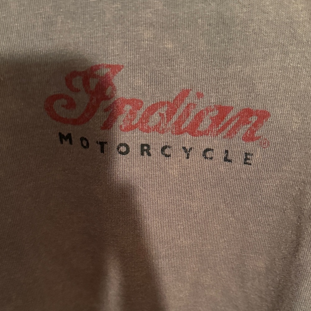 Indian Motorcycle Mens XL Long Sleeve Raglan Pin-up Girl Graphic Tee Brown Tan - Picture 3 of 7